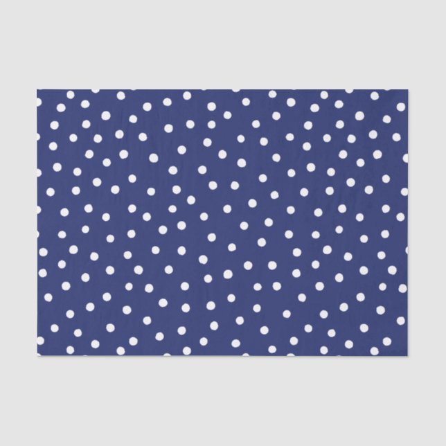 Marine-Blauund Weißconfetti-Punkt-Muster Seidenpapier (Vorderseite)