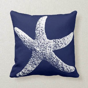 Marine-Blauund Weißstarfish-Kissen Kissen