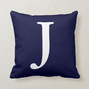Marine-Blauweißes mit Monogramm J Throw-Kissen Kissen