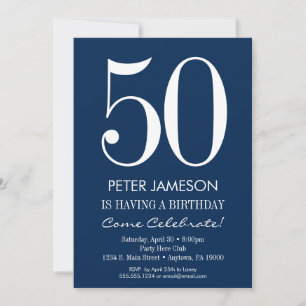 Marine Bleu Blanc moderne Adultes Invitations d'an