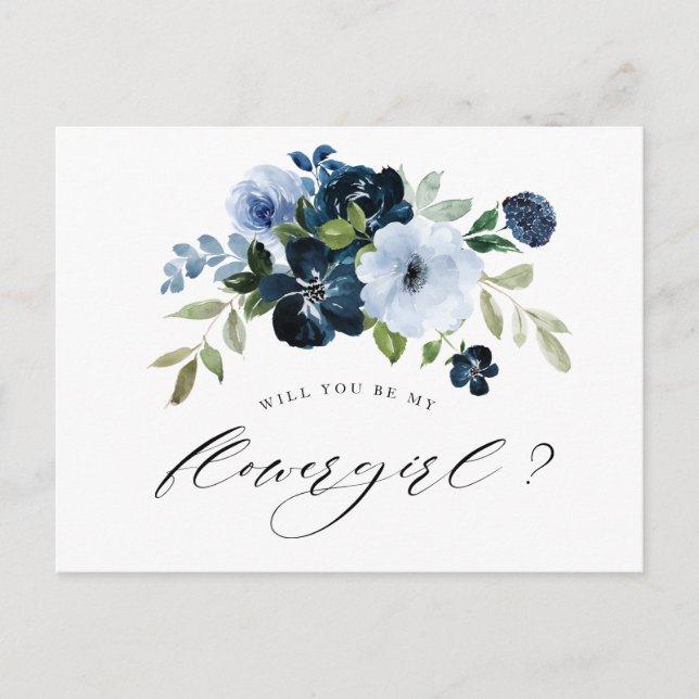 marine bleu clair tu seras ma carte fille de fleur (Devant)