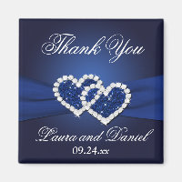 Marine Bleu Coeurs joints Mariage Faveur Aimant