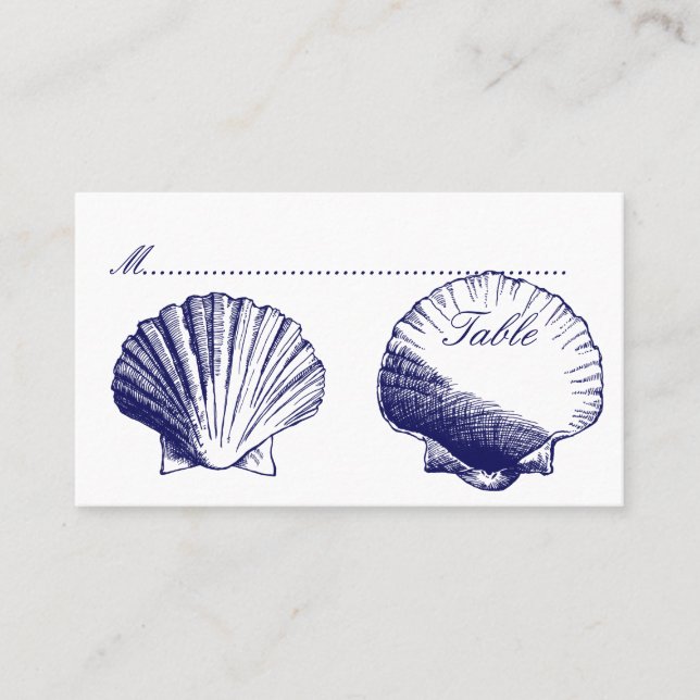 Marine Bleu Coques Réception de mariage Cartes de  (Devant)