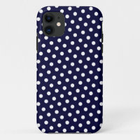 Marine bleu et blanc Polka Motif iPhone 5 Coque