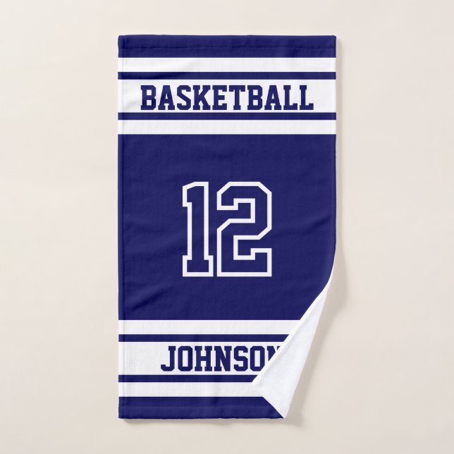 Marine Bleu et Blanc Sport 🏀 Basketball Cuisine à (Serviette à main)