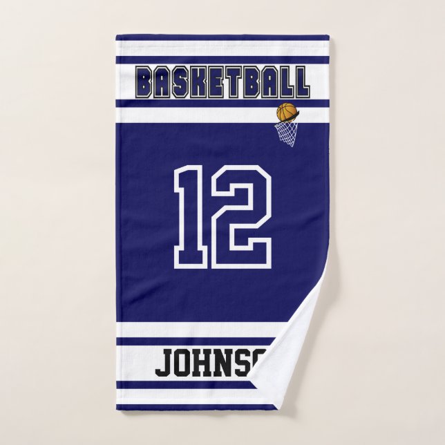 Marine Bleu et Blanc Sport 🏀 Basketball Cuisine à (Serviette à main)