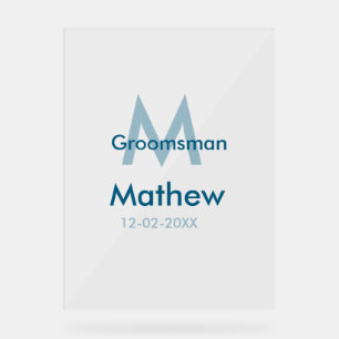 Marine bleu groomsman nom lettre date masculin par