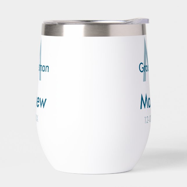 Marine bleu groomsman nom lettre date masculin par (Gauche)