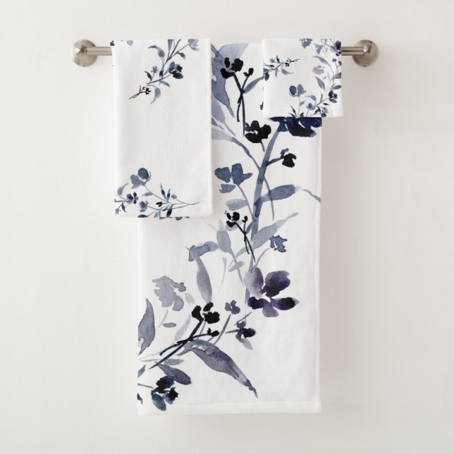 Marine bleu indigo fleurs florales aquarelle (En situation)