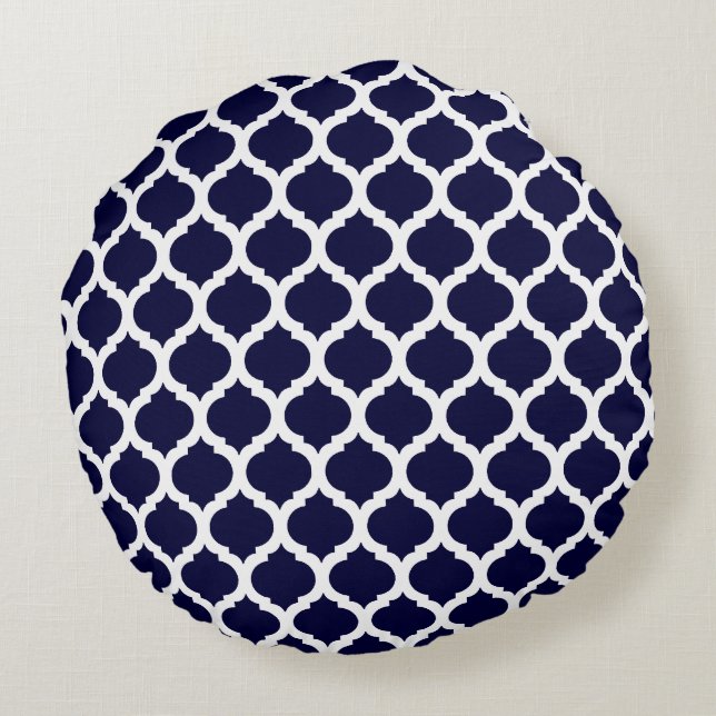 Marine Bleu Marocain Motif Coussins ronds (Dos)