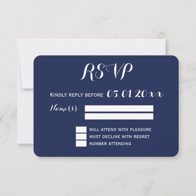 Marine Bleu Nautique Mariage RSVP Cartes ronde (Devant)