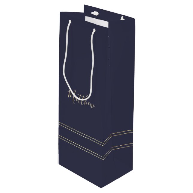 Marine Bleu Or Élégant mariage Favoriser les sacs  (Devant Angle)