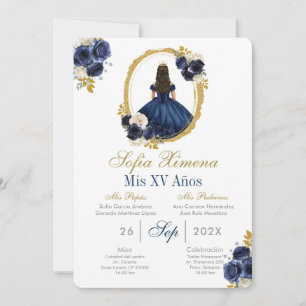 Marine bleu Quinceanera Invitation
