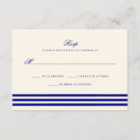 Marine Bleu Sophisticated Stripes Mariage RSVP