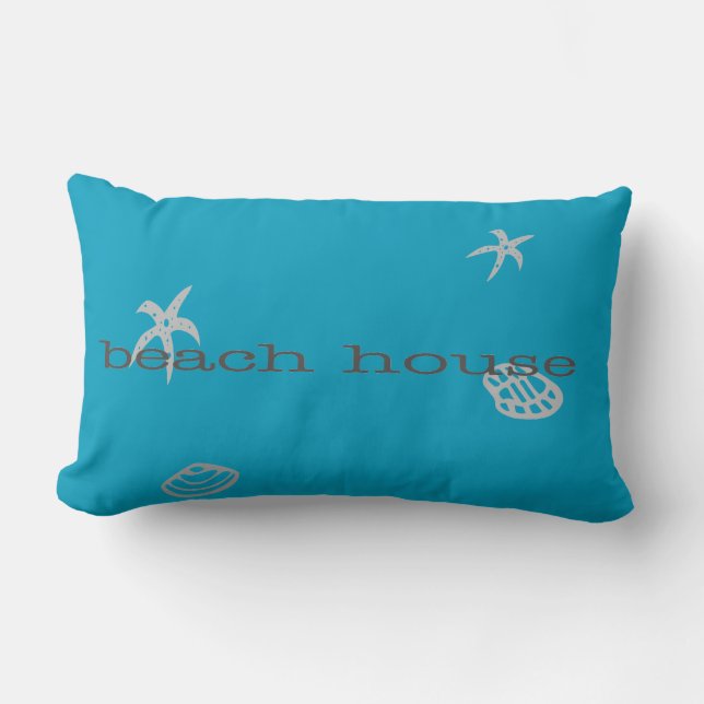Marine Blue Beach House Coussin à thème nautique (Recto)