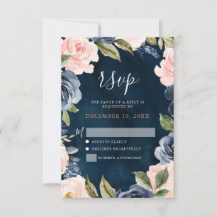 Marine Blue Blush Rose Rose Boho mariage RSVP