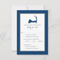 Marine Blue Cape Cod avec coeur | Menu Mariage RSV