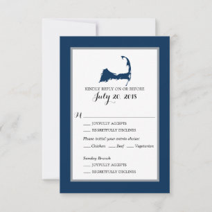 Marine Blue Cape Cod avec coeur   Menu Mariage RSV