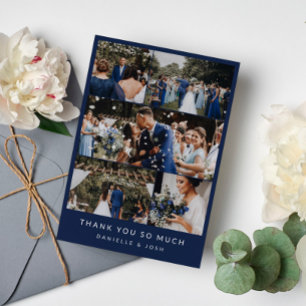 Marine Blue Clean Mariage Photo Collage Merci