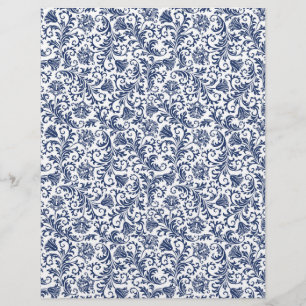 Marine Blue Damask Arts & Craft Papier de papeteri