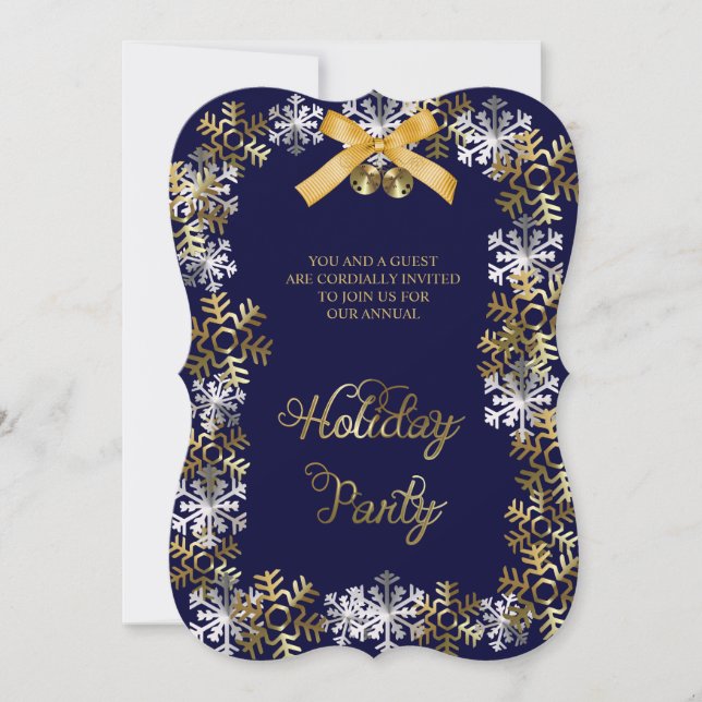 Marine Blue Elegant Snowflake Corporate Invitation (Devant)
