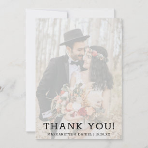 Marine Blue Faux Vellum Texte Photo Mariage Merci
