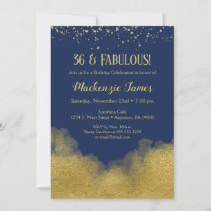Marine Blue Gold Confetti Invitation Anniversaire