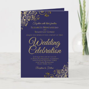 Marine Blue & Gold Faire-part de mariage & Program