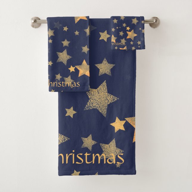 Marine Blue Gold Star Motif Élégant Noël (En situation)