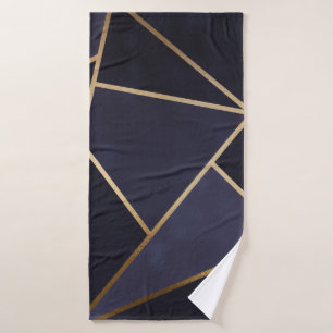 Marine Blue Gold Triangles Géométrique Élégant Cla