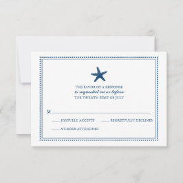 Marine Blue Graceful Starfish Mariage RSVP