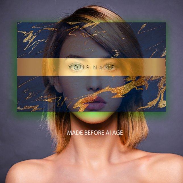 Marine Blue Grungy Gold Marble Vip Carte de visite (Navy Blue Grungy Gold Marble Vip Business Card2 Business Card)