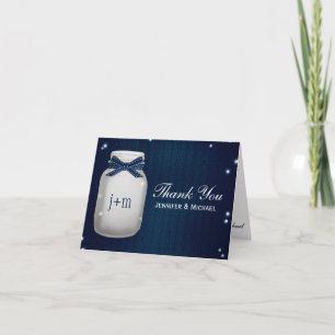 Marine Blue Mason Jar Fireflies Mariage Merci