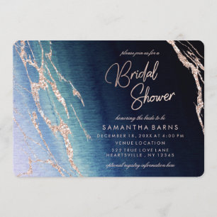 Marine Blue Ombre Agate Bridal Show Invitation