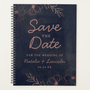 Marine Blue & Rose Gold Foil Enregistrer la date M