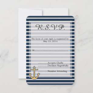Marine Blue Stripes Ancre Mariage RSVP