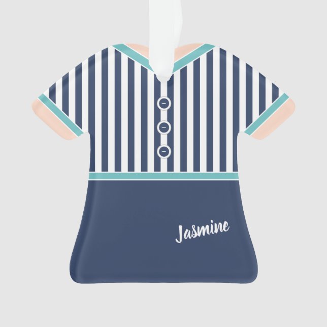 Marine Blue Stripes Turquoise Trim Athletic Tennis (devant)