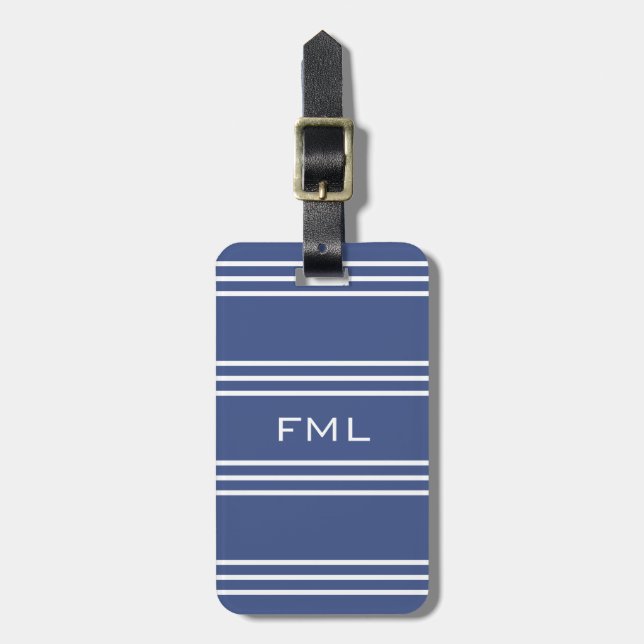 Marine Blue Strips - Gepäckmarke Gepäckanhänger (Vorderseite vertikal)