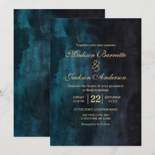 Marine Blue Turquoise Watercolor or Faire-part de 
