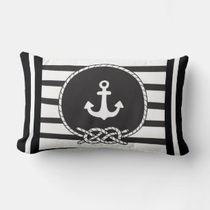 Marine Blue White Strip Anker und Abbildung 8 Knot Lendenkissen