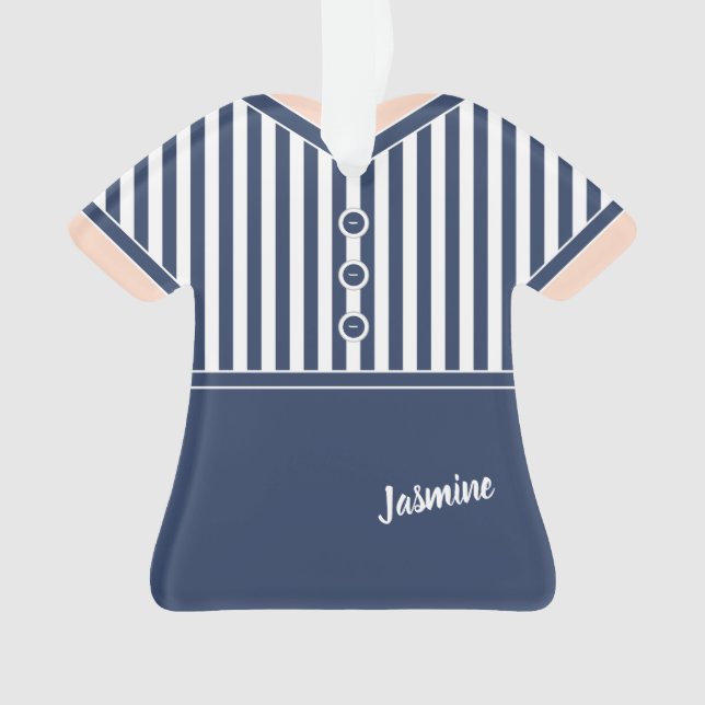 Marine Blue & White Stripes Athletic Tennis Outfit (devant)
