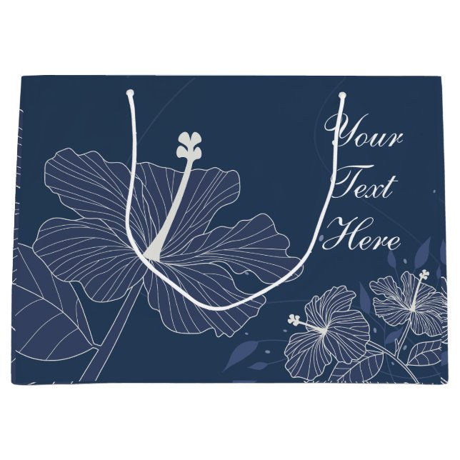 Marine-Blumen-Botanik-Papier-Geschenktüte mit Text Große Geschenktüte (Vorderseite)