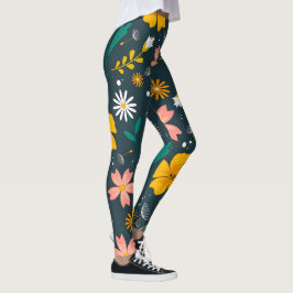 Marine Blumen-Garten Whimsical Frühlingsmuster Leggings
