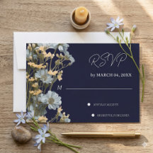 Marine Blumen Hochzeit RSVP modern