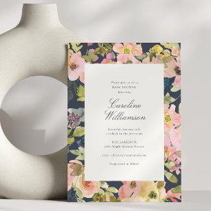 Marine Blumen Moderne Babyparty Garten Elegant Einladung