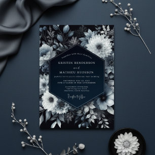 Marine Blumen Romantische Hochzeit Einladung