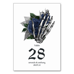 Marine Blumen Skelett Gothic Hochzeit Tischnummer