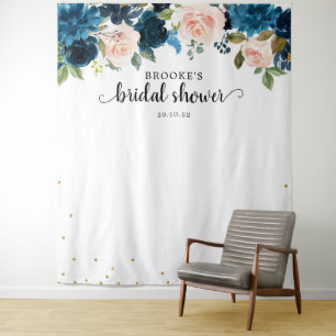 Marine-Blush-Blumen-Hochzeitsdusche-Foto-Hintergru Wandteppich