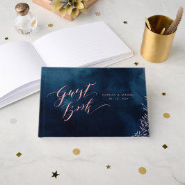 Marine blush calligraphie rustique mariage livre d