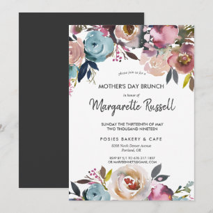 Marine & Blush Floral Fête des Mères Invitation Br